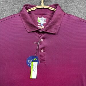 Tailorbyrd Polo Shirt Mens XXL Blue Fuchia Stripe Performance Stretch Golf NEW
